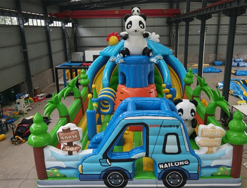 Panda-Themed Inflatable Castle