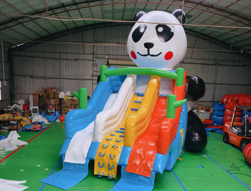 Panda-Themed Inflatable Water Park