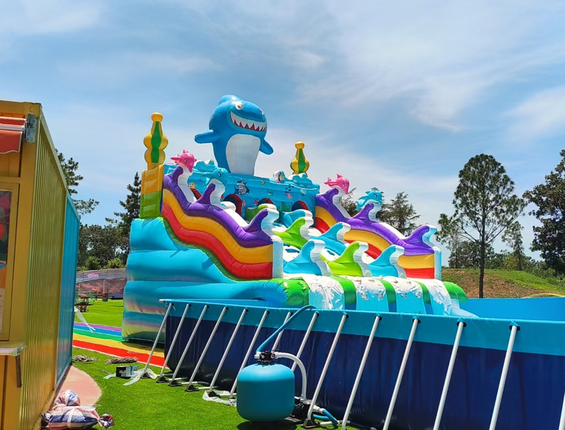 Shark Inflatable Water Park Slide