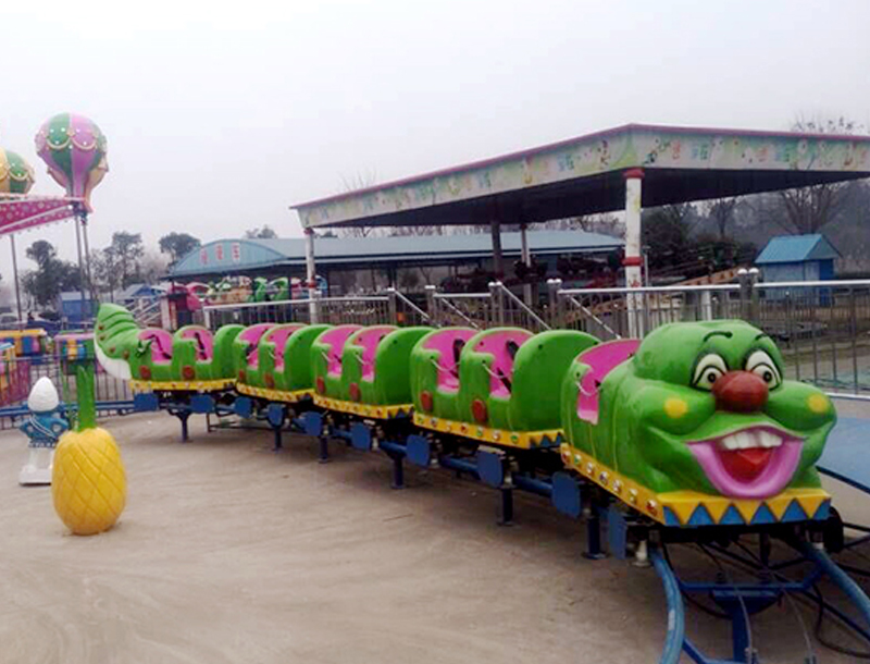 Large Green Caterpillar Amusement Park Track Train
