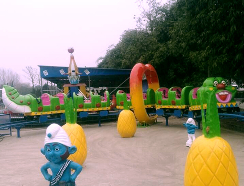 Large Green Caterpillar Amusement Park Track Train