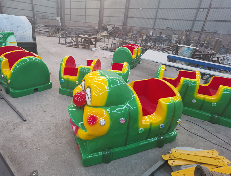 Large Green Caterpillar Amusement Park Track Train