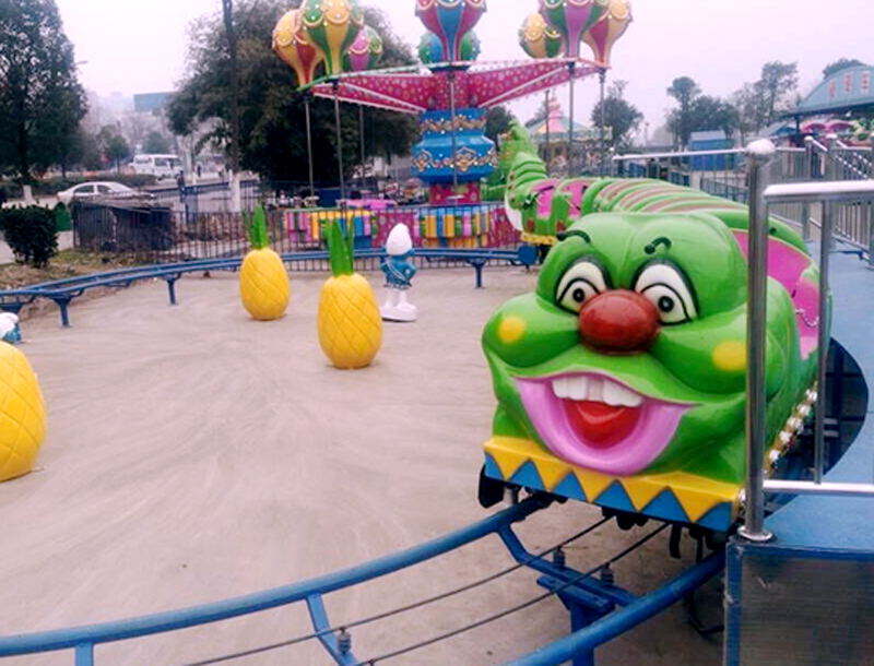 Large Green Caterpillar Amusement Park Track Train
