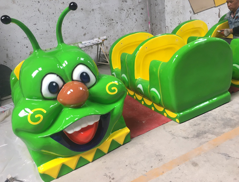 Large Green Caterpillar Amusement Park Track Train